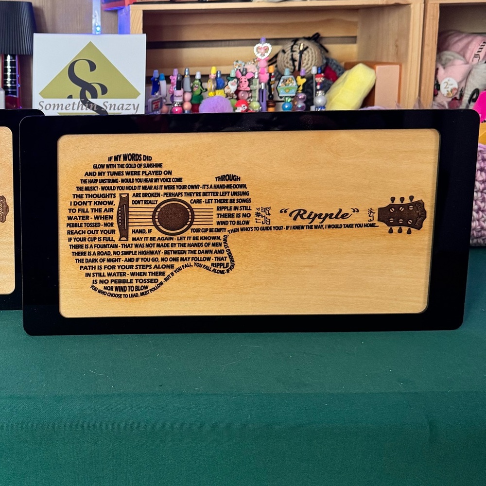 Hand Crafted Engraved Guitar Shaped Song Lyrics on wood your choice of song MTO - Picture 9 of 12